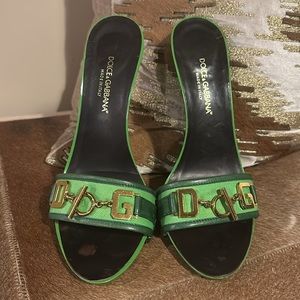 **SOLD** Dolce & Gabbana Green High Heel Slide Mules (Authentic)